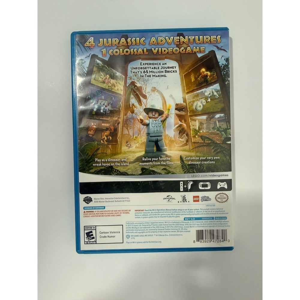 LEGO Jurassic World Video Game Wii U OS Blue Good Complete CIB 0240 - Picture 3 of 4
